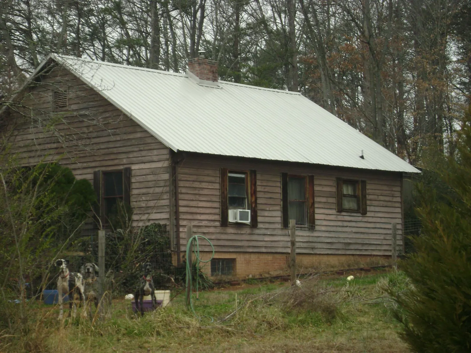 White metal roof on an old wood sided farmhouse, from a Metal Roof Installation job in Ovid